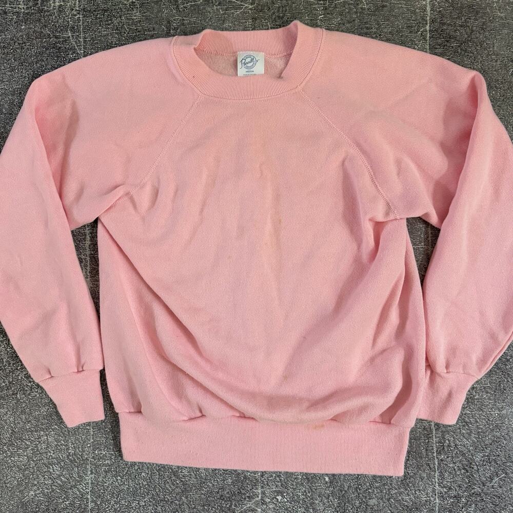 Men's Vintage 80's Pannill Pastel Pink Raglan Cut Blank Crewneck Sweatshirt Sz M